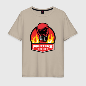 Мужская футболка хлопок Oversize с принтом Fighters club в Тюмени, 100% хлопок | свободный крой, круглый ворот, “спинка” длиннее передней части | 