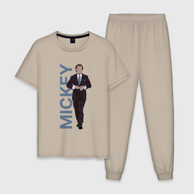 Мужская пижама хлопок с принтом Микки Пирсон в Петрозаводске, 100% хлопок | брюки и футболка прямого кроя, без карманов, на брюках мягкая резинка на поясе и по низу штанин
 | Тематика изображения на принте: 