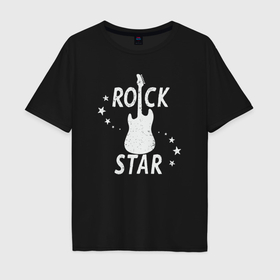 Мужская футболка хлопок Oversize с принтом Звезда рок музыки в Белгороде, 100% хлопок | свободный крой, круглый ворот, “спинка” длиннее передней части | Тематика изображения на принте: 