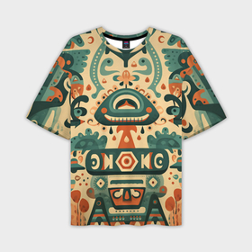 Мужская футболка oversize 3D с принтом Абстрактный узор в мексиканском фолк арт стиле ,  |  | 
