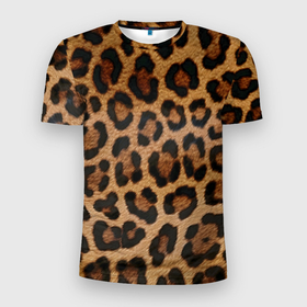 Мужская футболка 3D Slim с принтом Leopards texture в Екатеринбурге, 100% полиэстер с улучшенными характеристиками | приталенный силуэт, круглая горловина, широкие плечи, сужается к линии бедра | Тематика изображения на принте: 