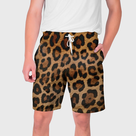 Мужские шорты 3D с принтом Leopards texture в Санкт-Петербурге,  полиэстер 100% | прямой крой, два кармана без застежек по бокам. Мягкая трикотажная резинка на поясе, внутри которой широкие завязки. Длина чуть выше колен | Тематика изображения на принте: 