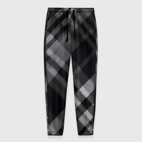 Мужские брюки 3D с принтом Черно белая диагональная клетка в шотландском стиле в Петрозаводске, 100% полиэстер | манжеты по низу, эластичный пояс регулируется шнурком, по бокам два кармана без застежек, внутренняя часть кармана из мелкой сетки | 
