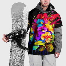 Накидка на куртку 3D с принтом Яркая цветочная живопись в Белгороде, 100% полиэстер |  | Тематика изображения на принте: 