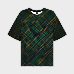 Мужская футболка oversize 3D с принтом Тёмно зелёная диагональная клетка в шотландском стиле в Петрозаводске,  |  | Тематика изображения на принте: 