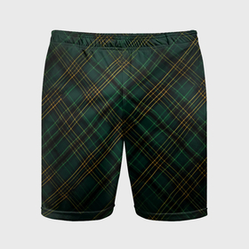 Мужские шорты спортивные с принтом Тёмно зелёная диагональная клетка в шотландском стиле в Екатеринбурге,  |  | 