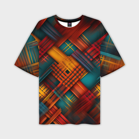 Мужская футболка oversize 3D с принтом Разноцветная клетка в шотландском стиле в Екатеринбурге,  |  | Тематика изображения на принте: 