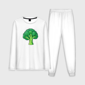 Мужская пижама с лонгсливом хлопок с принтом Зеленые брокколи в Курске,  |  | Тематика изображения на принте: 