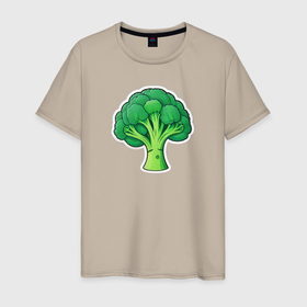 Мужская футболка хлопок с принтом Зеленые брокколи в Курске, 100% хлопок | прямой крой, круглый вырез горловины, длина до линии бедер, слегка спущенное плечо. | 