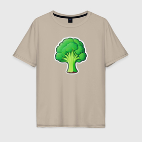 Мужская футболка хлопок Oversize с принтом Брокколи великолепные в Тюмени, 100% хлопок | свободный крой, круглый ворот, “спинка” длиннее передней части | Тематика изображения на принте: 