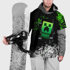 Накидка на куртку 3D с принтом Крипер зелёная кровь в Тюмени, 100% полиэстер |  | Тематика изображения на принте: 