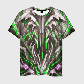 Мужская футболка 3D с принтом Зелёная киберпанк броня , 100% полиэфир | прямой крой, круглый вырез горловины, длина до линии бедер | 