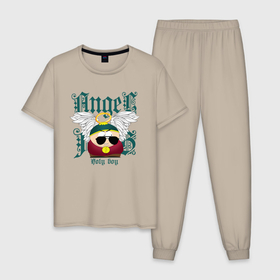 Мужская пижама хлопок с принтом Эрик Картман ангел в Тюмени, 100% хлопок | брюки и футболка прямого кроя, без карманов, на брюках мягкая резинка на поясе и по низу штанин
 | 