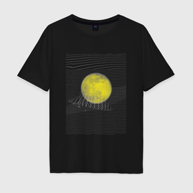 Мужская футболка хлопок Oversize с принтом Луна абстракция в Курске, 100% хлопок | свободный крой, круглый ворот, “спинка” длиннее передней части | 