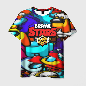 Мужская футболка 3D с принтом Brawl stars mobile game brawlers , 100% полиэфир | прямой крой, круглый вырез горловины, длина до линии бедер | 