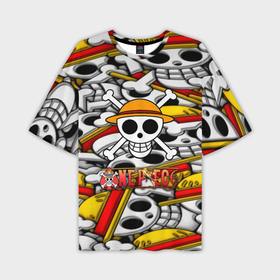 Мужская футболка oversize 3D с принтом One Piece logo pattern pirat в Петрозаводске,  |  | Тематика изображения на принте: 