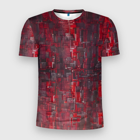 Мужская футболка 3D Slim с принтом Красный металл модерн в Екатеринбурге, 100% полиэстер с улучшенными характеристиками | приталенный силуэт, круглая горловина, широкие плечи, сужается к линии бедра | 