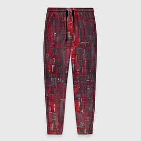 Мужские брюки 3D с принтом Красный металл модерн в Екатеринбурге, 100% полиэстер | манжеты по низу, эластичный пояс регулируется шнурком, по бокам два кармана без застежек, внутренняя часть кармана из мелкой сетки | 
