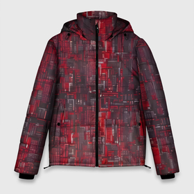 Мужская зимняя куртка 3D с принтом Красный металл модерн в Екатеринбурге, верх — 100% полиэстер; подкладка — 100% полиэстер; утеплитель — 100% полиэстер | длина ниже бедра, свободный силуэт Оверсайз. Есть воротник-стойка, отстегивающийся капюшон и ветрозащитная планка. 

Боковые карманы с листочкой на кнопках и внутренний карман на молнии. | Тематика изображения на принте: 
