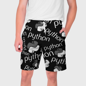 Мужские шорты 3D с принтом Python programming 2023 в Санкт-Петербурге,  полиэстер 100% | прямой крой, два кармана без застежек по бокам. Мягкая трикотажная резинка на поясе, внутри которой широкие завязки. Длина чуть выше колен | 