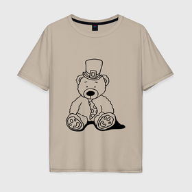 Мужская футболка хлопок Oversize с принтом Плюшевый мишка лепрекон   раскраска в Тюмени, 100% хлопок | свободный крой, круглый ворот, “спинка” длиннее передней части | 