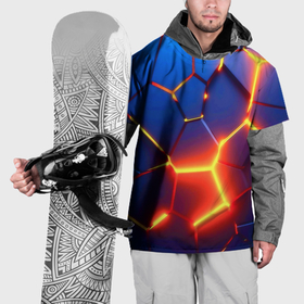 Накидка на куртку 3D с принтом Огненные плиты с разломом в Курске, 100% полиэстер |  | 