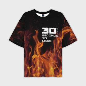 Мужская футболка oversize 3D с принтом Thirty Seconds to Mars fire в Новосибирске,  |  | 