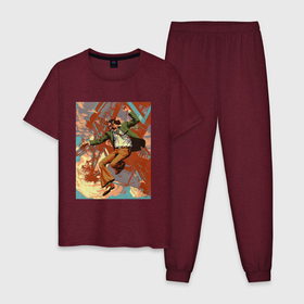 Мужская пижама хлопок с принтом Disco  elysium в Кировске, 100% хлопок | брюки и футболка прямого кроя, без карманов, на брюках мягкая резинка на поясе и по низу штанин
 | Тематика изображения на принте: 