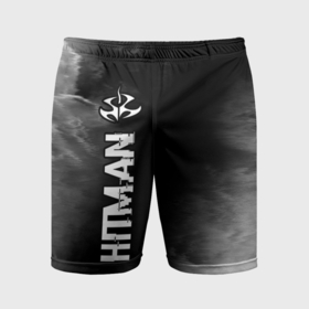 Мужские шорты спортивные с принтом Hitman glitch на темном фоне по вертикали в Тюмени,  |  | 