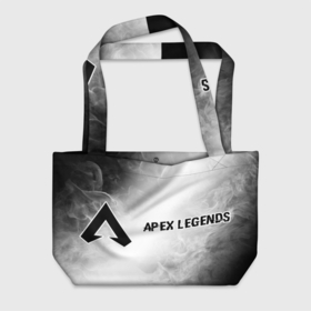 Пляжная сумка 3D с принтом Apex Legends glitch на светлом фоне по горизонтали в Санкт-Петербурге, 100% полиэстер | застегивается на металлическую кнопку; внутренний карман застегивается на молнию. Стенки укреплены специальным мягким материалом, чтобы защитить содержимое от несильных ударов
 | 