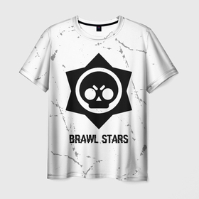 Мужская футболка 3D с принтом Brawl Stars glitch на светлом фоне , 100% полиэфир | прямой крой, круглый вырез горловины, длина до линии бедер | 