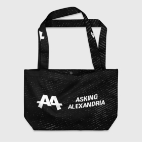 Пляжная сумка 3D с принтом Asking Alexandria glitch на темном фоне по горизонтали в Екатеринбурге, 100% полиэстер | застегивается на металлическую кнопку; внутренний карман застегивается на молнию. Стенки укреплены специальным мягким материалом, чтобы защитить содержимое от несильных ударов
 | 
