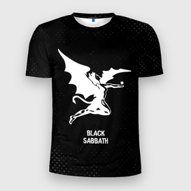 Мужская футболка 3D Slim с принтом Black Sabbath glitch на темном фоне в Кировске, 100% полиэстер с улучшенными характеристиками | приталенный силуэт, круглая горловина, широкие плечи, сужается к линии бедра | 