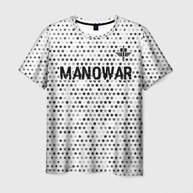 Мужская футболка 3D с принтом Manowar glitch на светлом фоне посередине в Белгороде, 100% полиэфир | прямой крой, круглый вырез горловины, длина до линии бедер | 