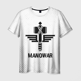 Мужская футболка 3D с принтом Manowar glitch на светлом фоне в Белгороде, 100% полиэфир | прямой крой, круглый вырез горловины, длина до линии бедер | 