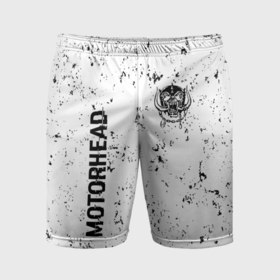 Мужские шорты спортивные с принтом Motorhead glitch на светлом фоне вертикально в Курске,  |  | Тематика изображения на принте: 