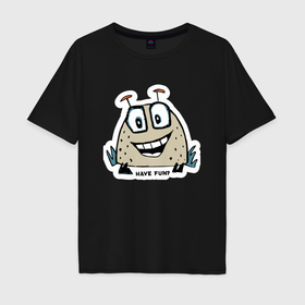 Мужская футболка хлопок Oversize с принтом Инопланетянин хочет повеселиться , 100% хлопок | свободный крой, круглый ворот, “спинка” длиннее передней части | 