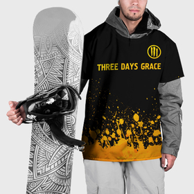 Накидка на куртку 3D с принтом Three Days Grace   gold gradient посередине в Тюмени, 100% полиэстер |  | Тематика изображения на принте: 