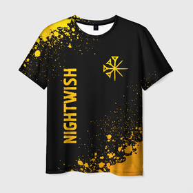 Мужская футболка 3D с принтом Nightwish   gold gradient вертикально в Кировске, 100% полиэфир | прямой крой, круглый вырез горловины, длина до линии бедер | 