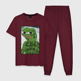 Мужская пижама хлопок с принтом Pepe tattoo в Кировске, 100% хлопок | брюки и футболка прямого кроя, без карманов, на брюках мягкая резинка на поясе и по низу штанин
 | 
