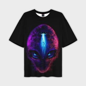 Мужская футболка oversize 3D с принтом UFO alien head в Курске,  |  | 