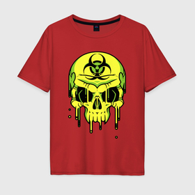 Мужская футболка хлопок Oversize с принтом Biohazard skull в Екатеринбурге, 100% хлопок | свободный крой, круглый ворот, “спинка” длиннее передней части | 