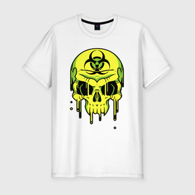 Мужская футболка хлопок Slim с принтом Biohazard skull в Екатеринбурге, 92% хлопок, 8% лайкра | приталенный силуэт, круглый вырез ворота, длина до линии бедра, короткий рукав | 