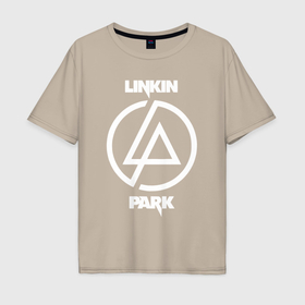Мужская футболка хлопок Oversize с принтом Linkin Park logo в Кировске, 100% хлопок | свободный крой, круглый ворот, “спинка” длиннее передней части | Тематика изображения на принте: 