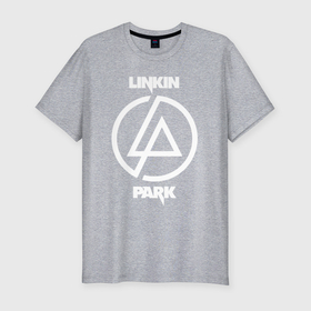 Мужская футболка хлопок Slim с принтом Linkin Park logo в Кировске, 92% хлопок, 8% лайкра | приталенный силуэт, круглый вырез ворота, длина до линии бедра, короткий рукав | 