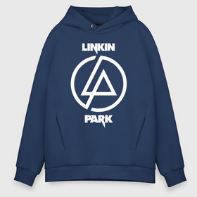 Мужское худи Oversize хлопок с принтом Linkin Park logo в Курске, френч-терри — 70% хлопок, 30% полиэстер. Мягкий теплый начес внутри —100% хлопок | боковые карманы, эластичные манжеты и нижняя кромка, капюшон на магнитной кнопке | Тематика изображения на принте: 