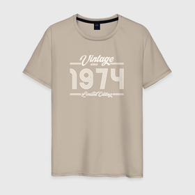 Мужская футболка хлопок с принтом Лимитированный выпуск 1974 в Новосибирске, 100% хлопок | прямой крой, круглый вырез горловины, длина до линии бедер, слегка спущенное плечо. | Тематика изображения на принте: 