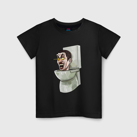 Детская футболка хлопок с принтом Скибиди туалет в Екатеринбурге, 100% хлопок | круглый вырез горловины, полуприлегающий силуэт, длина до линии бедер | Тематика изображения на принте: 