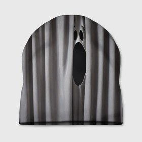 Шапка 3D с принтом Призрак в серых шторах в Санкт-Петербурге, 100% полиэстер | универсальный размер, печать по всей поверхности изделия | 