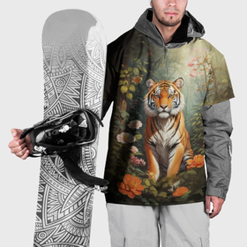 Накидка на куртку 3D с принтом Мудрый тигр в Петрозаводске, 100% полиэстер |  | Тематика изображения на принте: 
